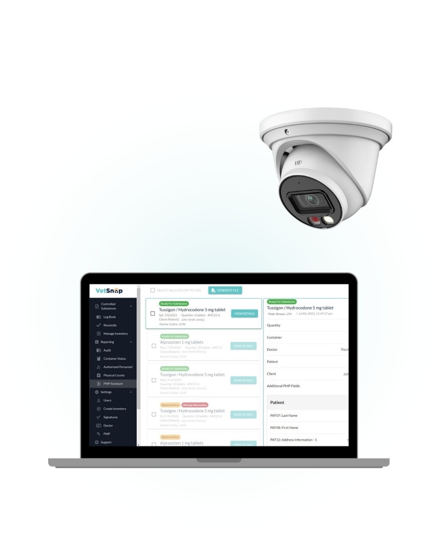 VetSnap smart camera and Digital Logbook on a laptop