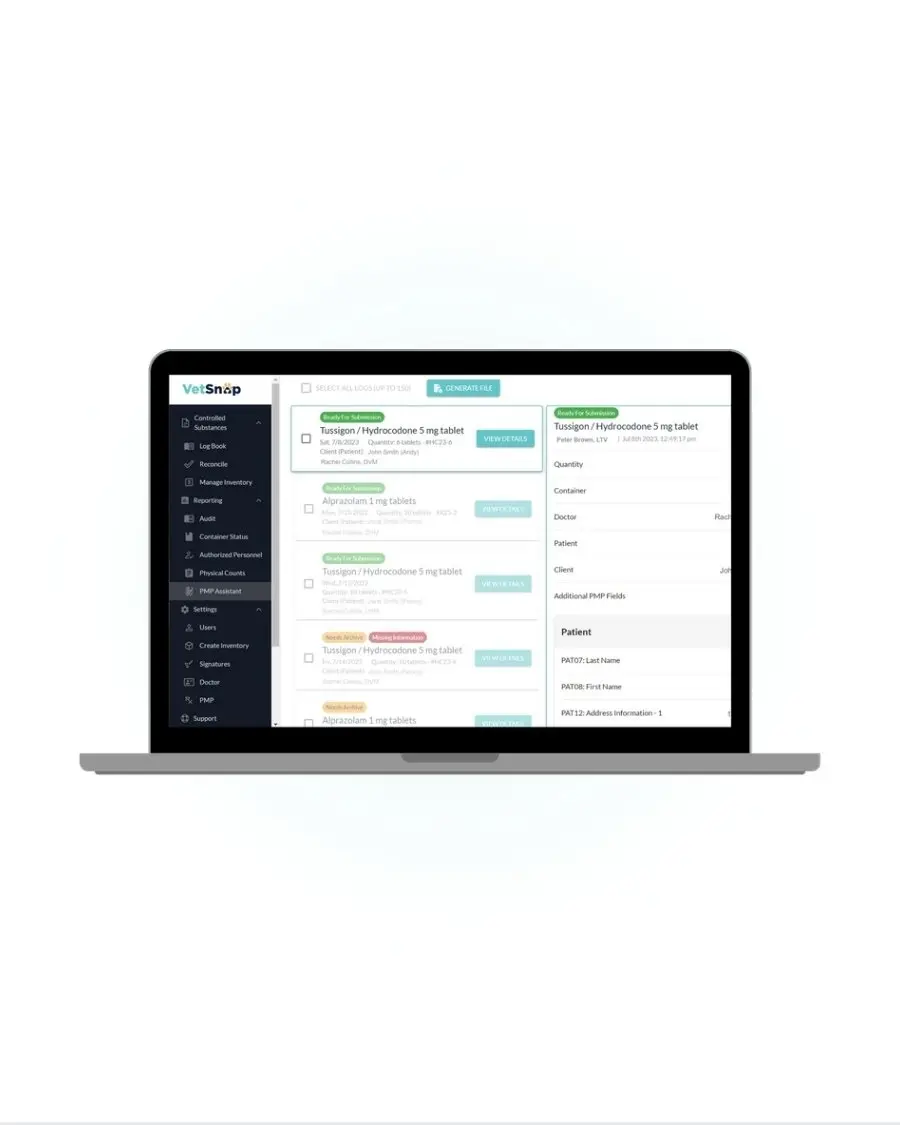 VetSnap Digital Logbook on a laptop
